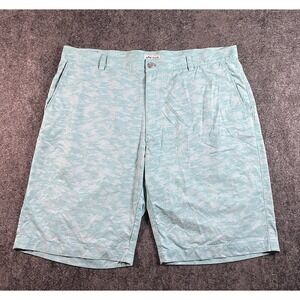 Peter Millar Salem Golf Shorts Mens 38 Blue Fish AOP Performance Stretch 10" EUC